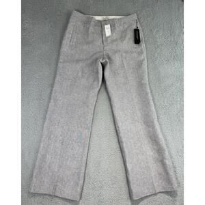 Banana Republic Linen Jackson Fit Trouser Pants Gray Pin Stripe Size 12S
